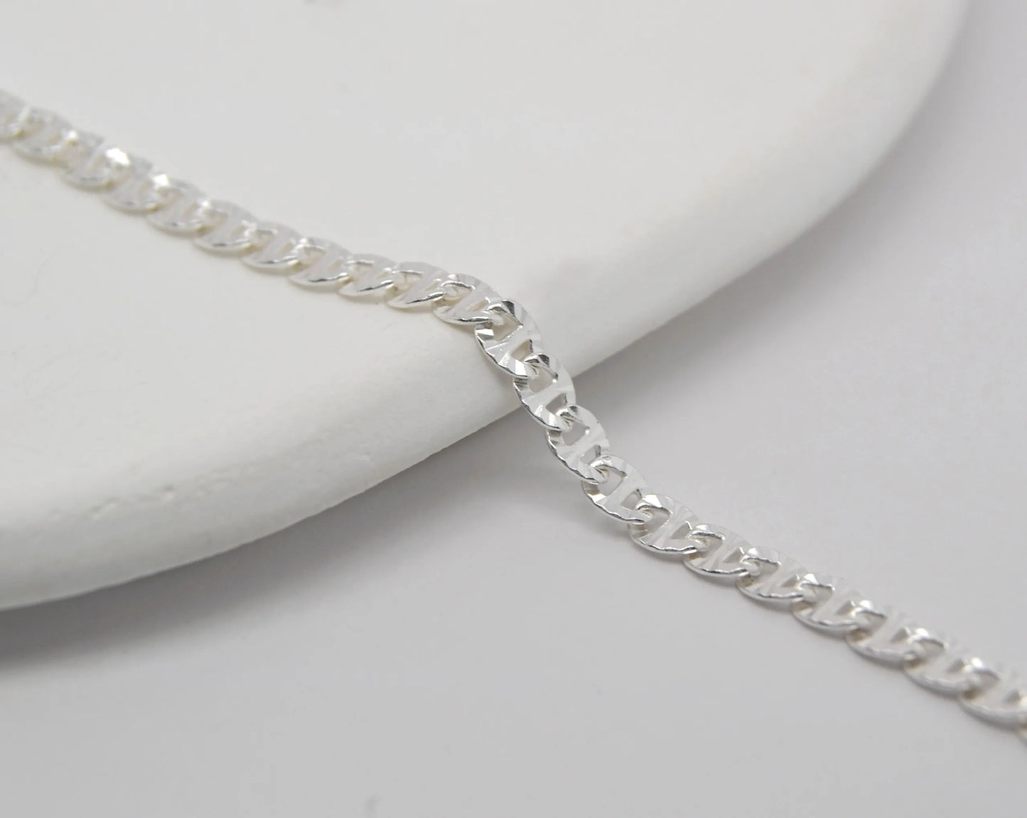 Flat Textured Silver Chain