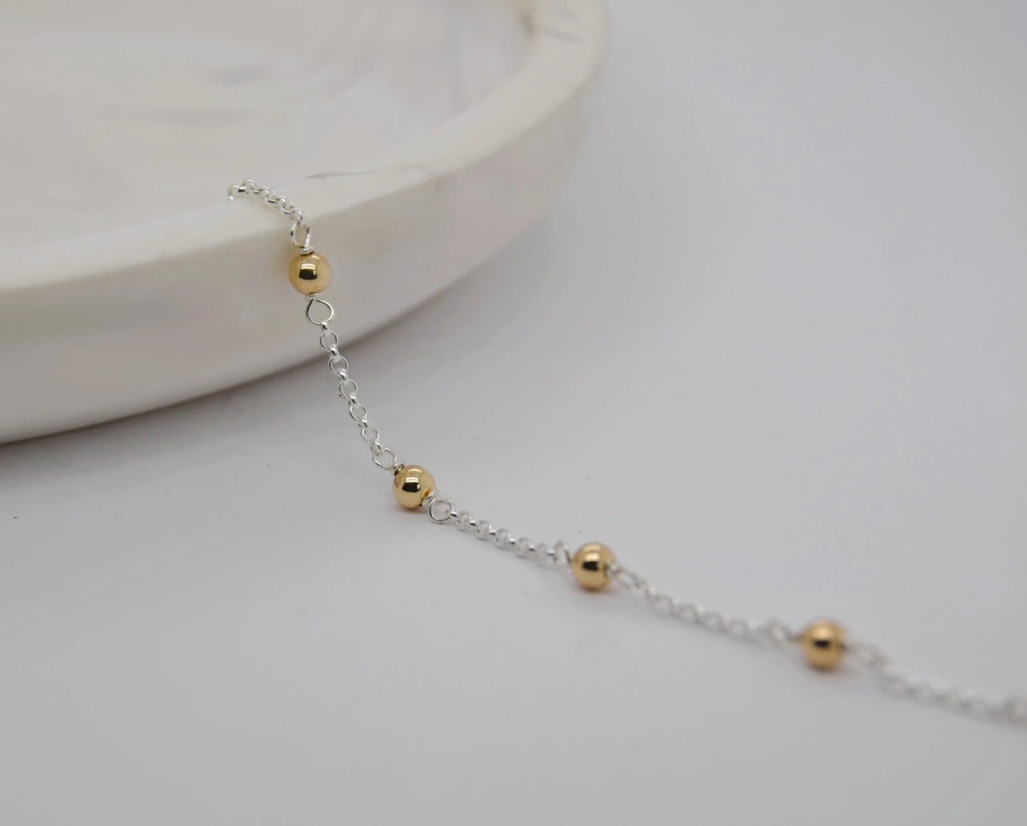Gold Filled Bead Silver Chain