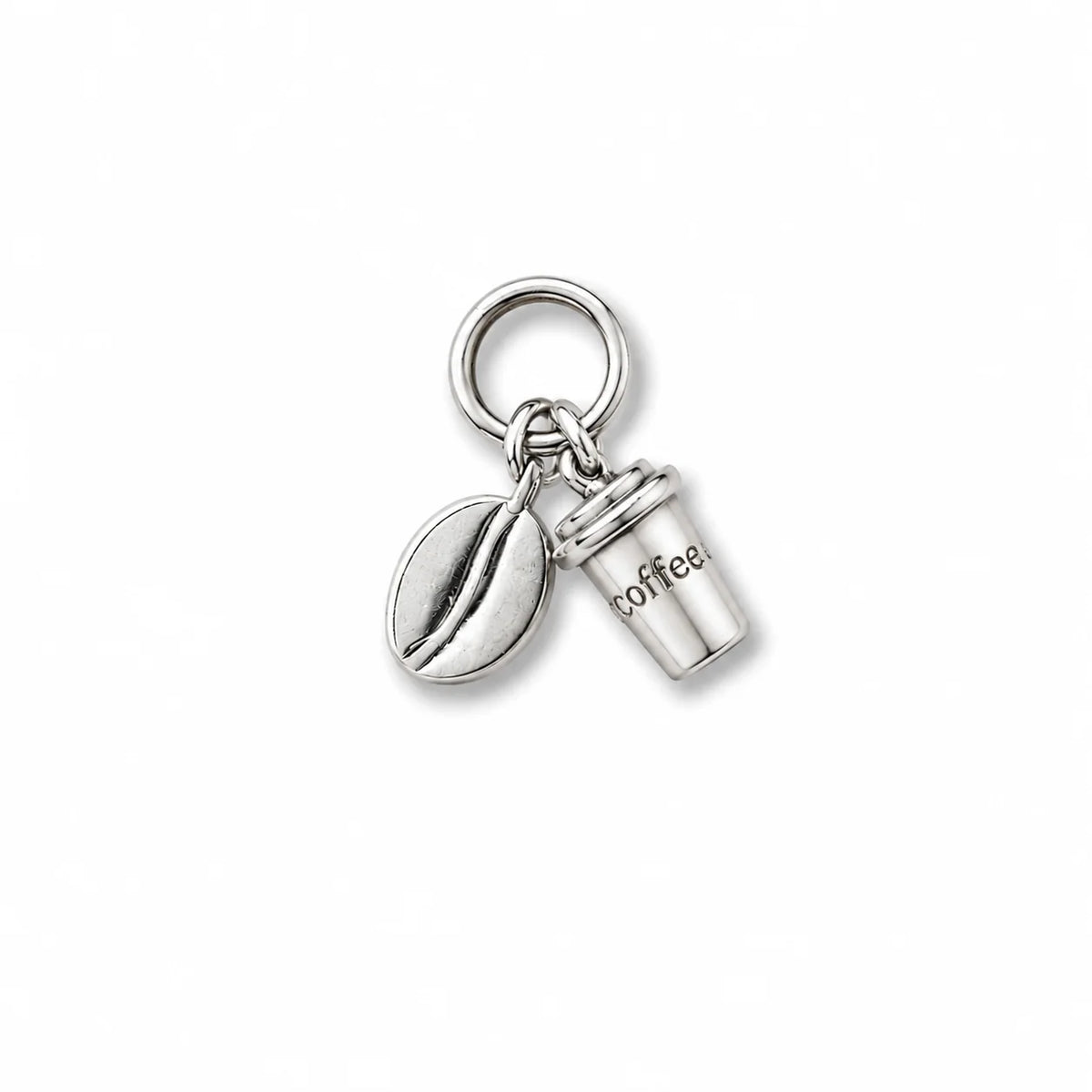 Sterling silver coffee cup and coffee bean charm