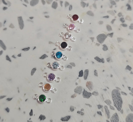 3mm Sterling Silver Birthstone Connector
