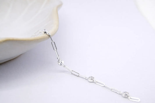 Dainty Sterling Silver Paperclip Chain with Charms