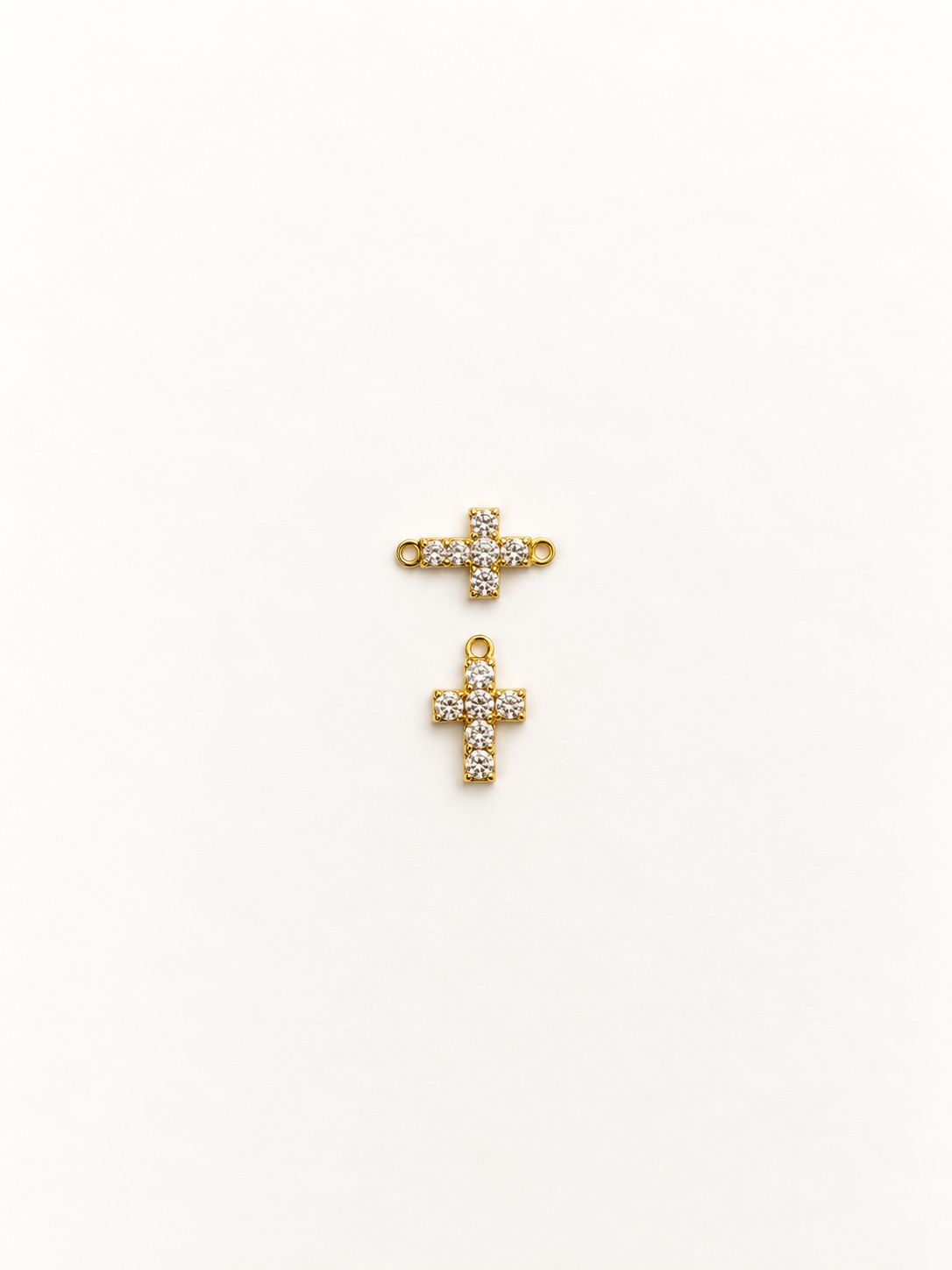 Small 14K Gold Filled Pave CZ Cross Charm & Connector