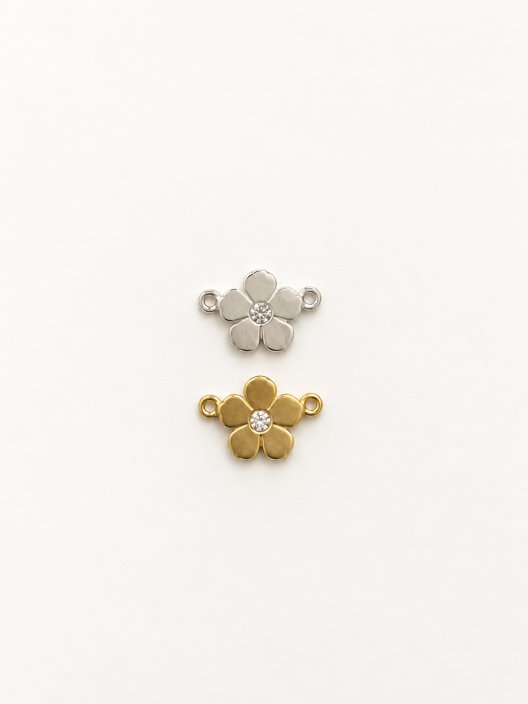 Flower Connector with CZ Centre — Gold Filled or Sterling Silver