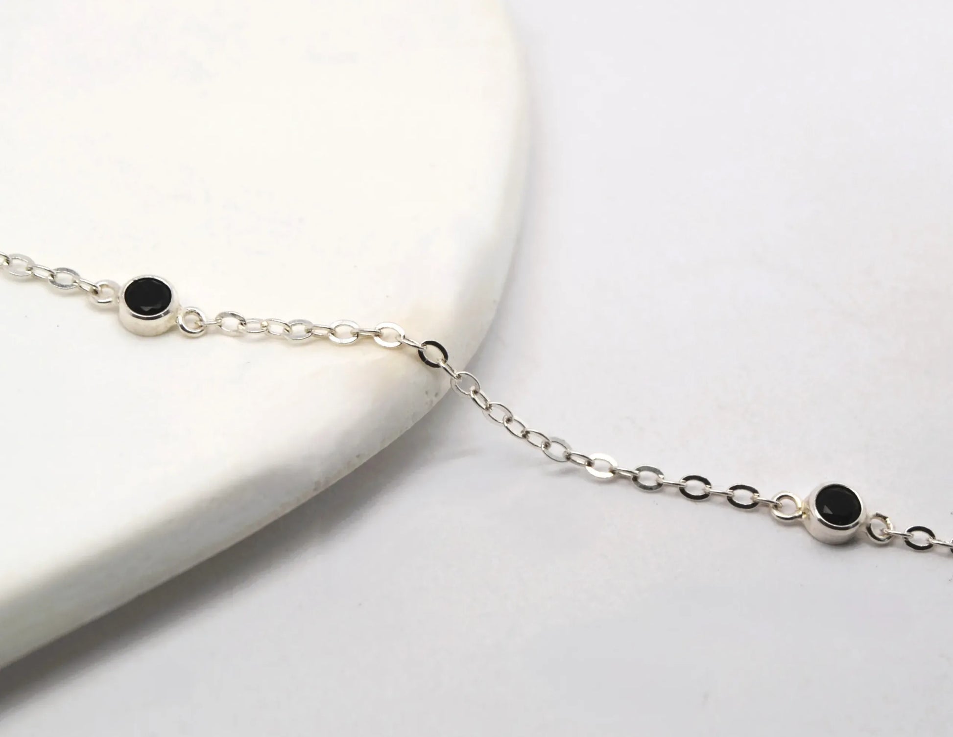 Silver Chain with Black Stones