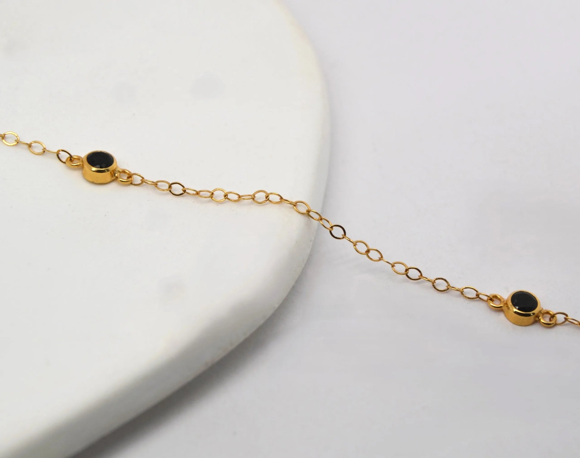 Black charm chain Gold Filled