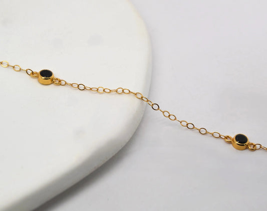 Black charm chain Gold Filled