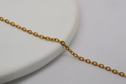 Gold Plated Stainless Steel Flat Chain