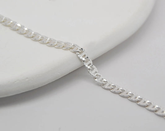 Flat Textured Silver Chain