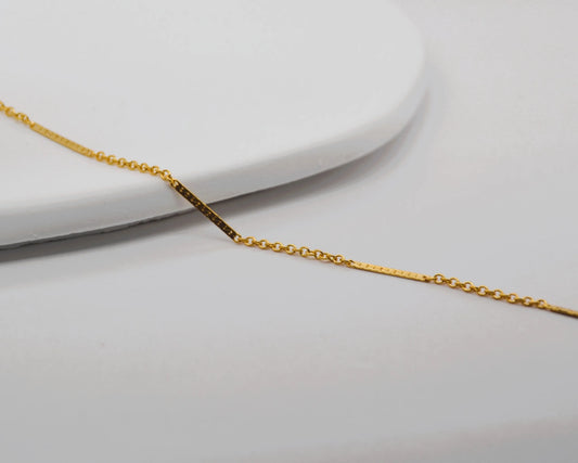 Cable Chain With Bar Gold Filled