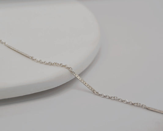 Cable Chain With Bar Sterling Silver