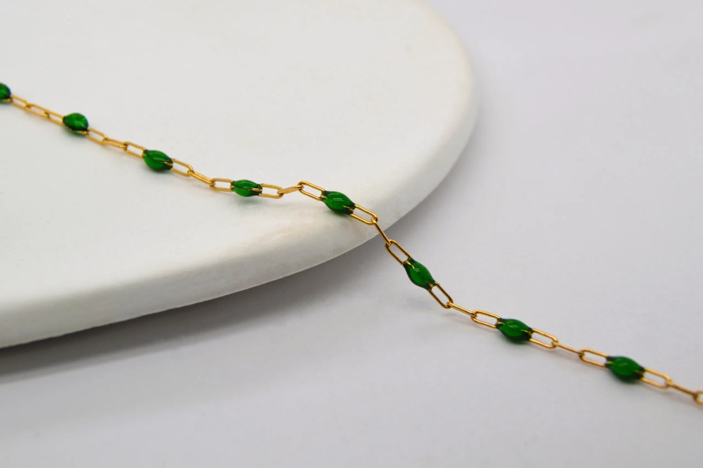Green Enamel chain Gold Filled