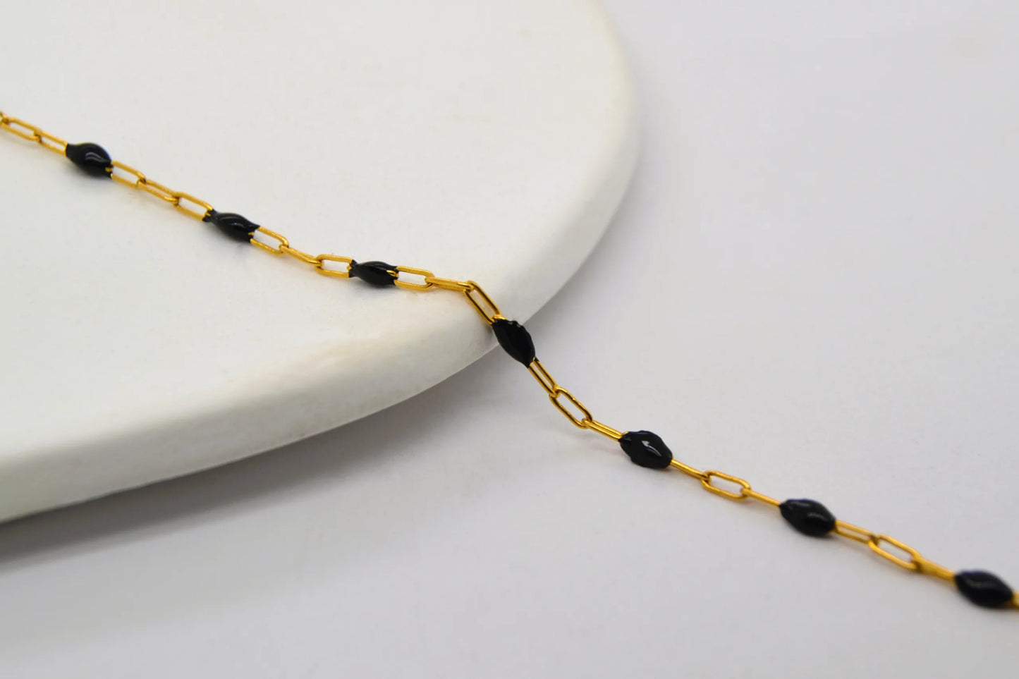 Black Enamel Chain Gold Filled