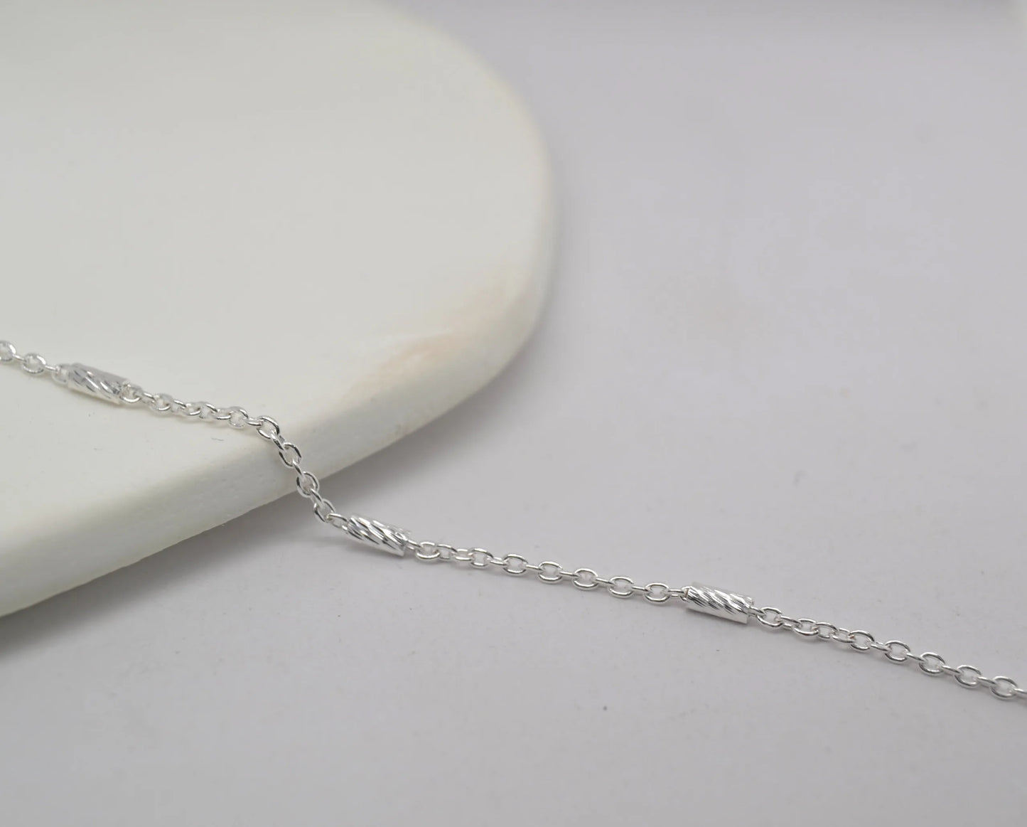 Textured Tube Silver Chain