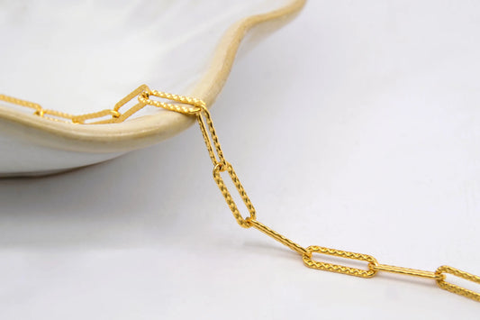 Textured Gold Filled Paperclip Chain