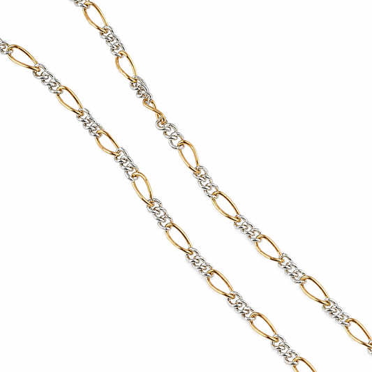 Two Tone Figaro Chain — Sterling Silver & Gold Filled
