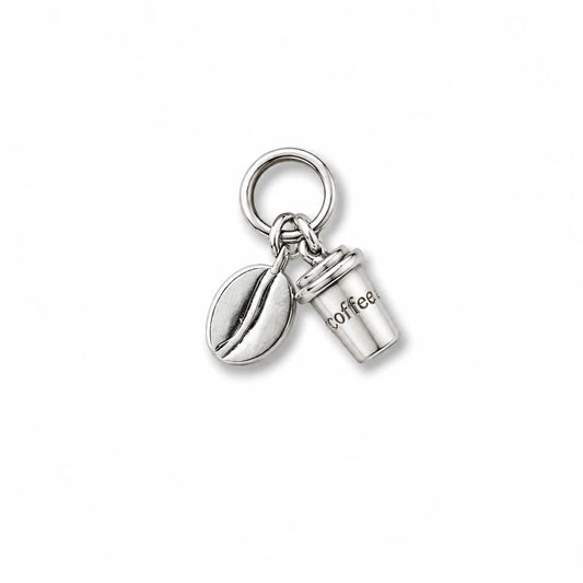 Sterling silver coffee cup and coffee bean charm